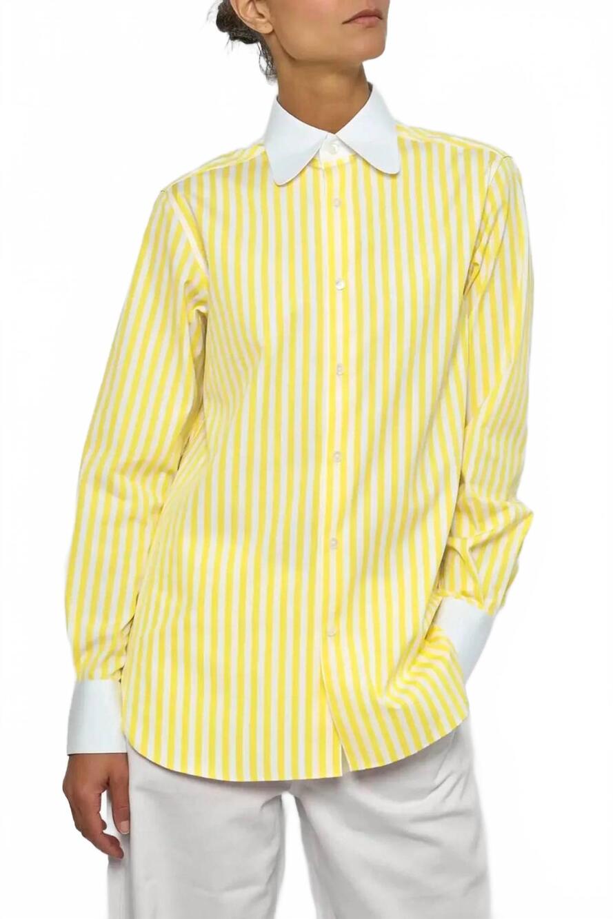 NEW SEBLINE dandy long sleeve shirt in pale yellow/white